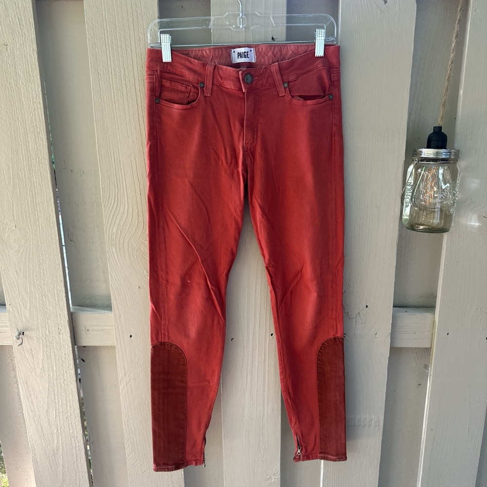 Paige jeans | burnt orange w zipper on legs
